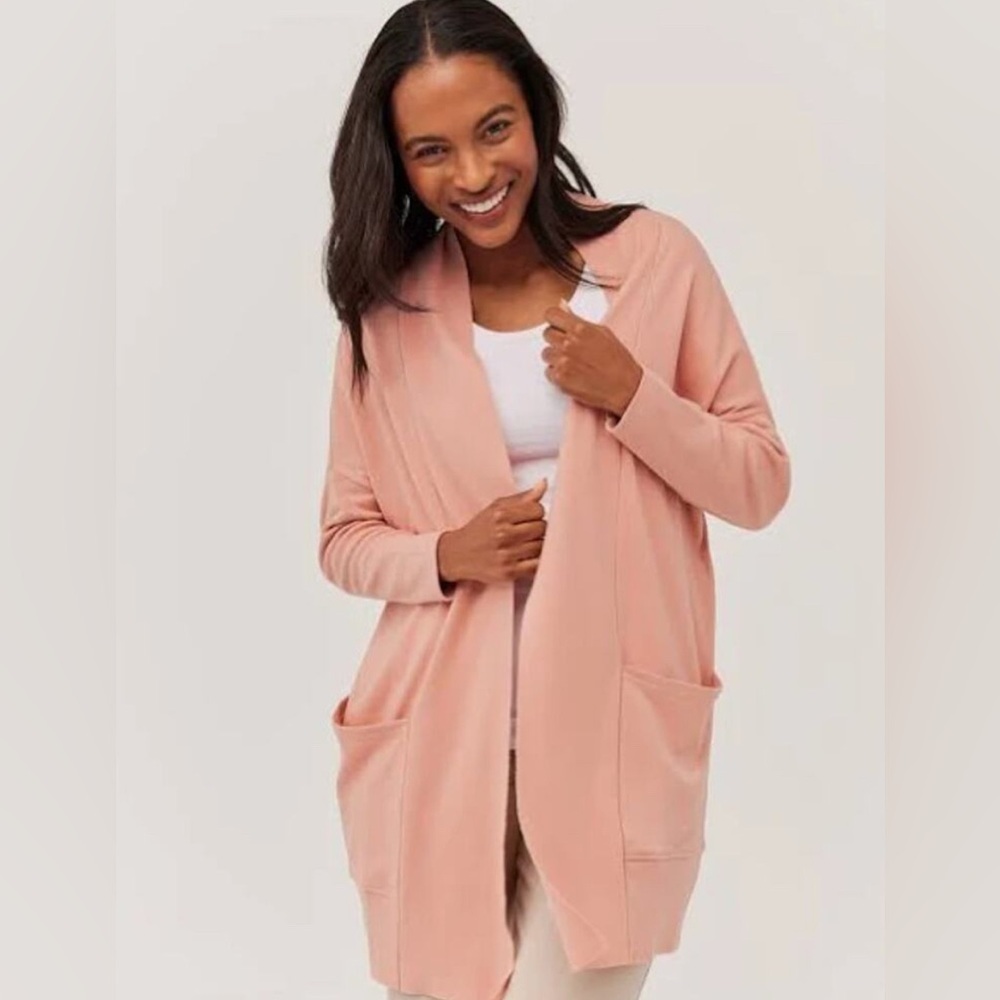 Pact Organic Cotton Airplane Cardigan Open Front XS/S Chore Pockets Staple - Picture 6 of 6